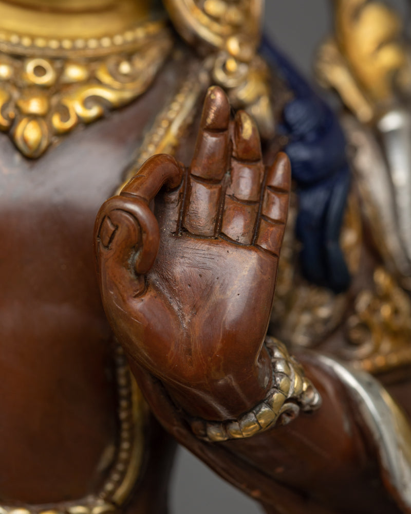 Manjushri Silver Plated Oxidized Statue | Embodiment of Wisdom