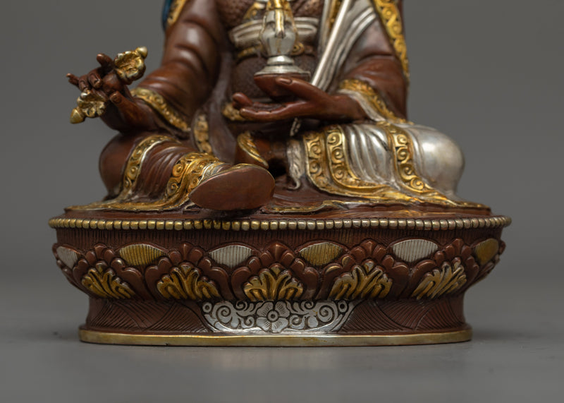 Guru Rinpoche 24cm Silver Plated Statue | Embodiment of Spiritual Mastery