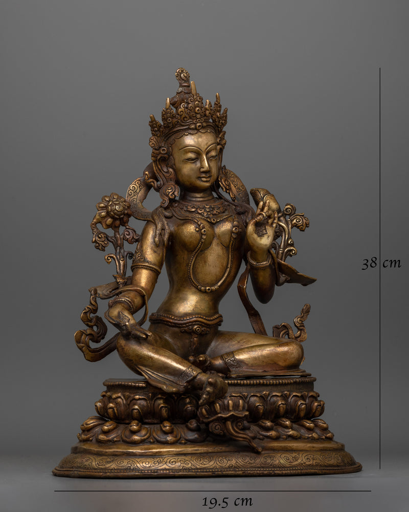 Green Tara with an Antique Touch Statue | Protector of the Enlightened Path