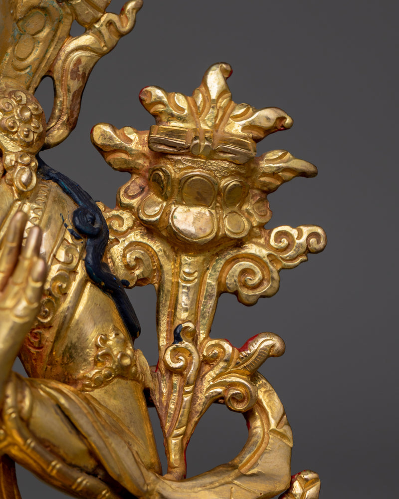 Manjushri Gold Gilded 22cm Statue | Embodiment of Wisdom and Insight