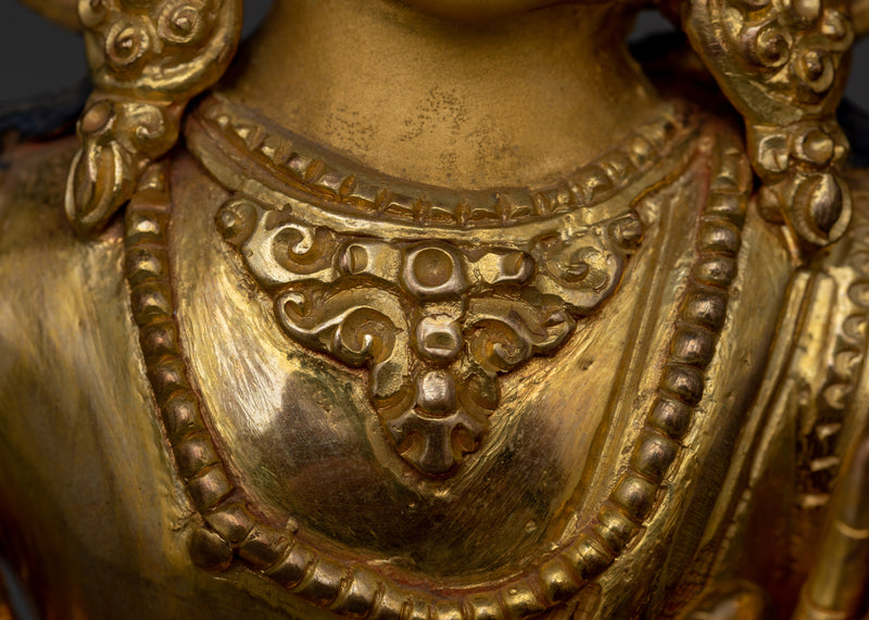 Manjushri Gold Gilded 22cm Statue | Embodiment of Wisdom and Insight