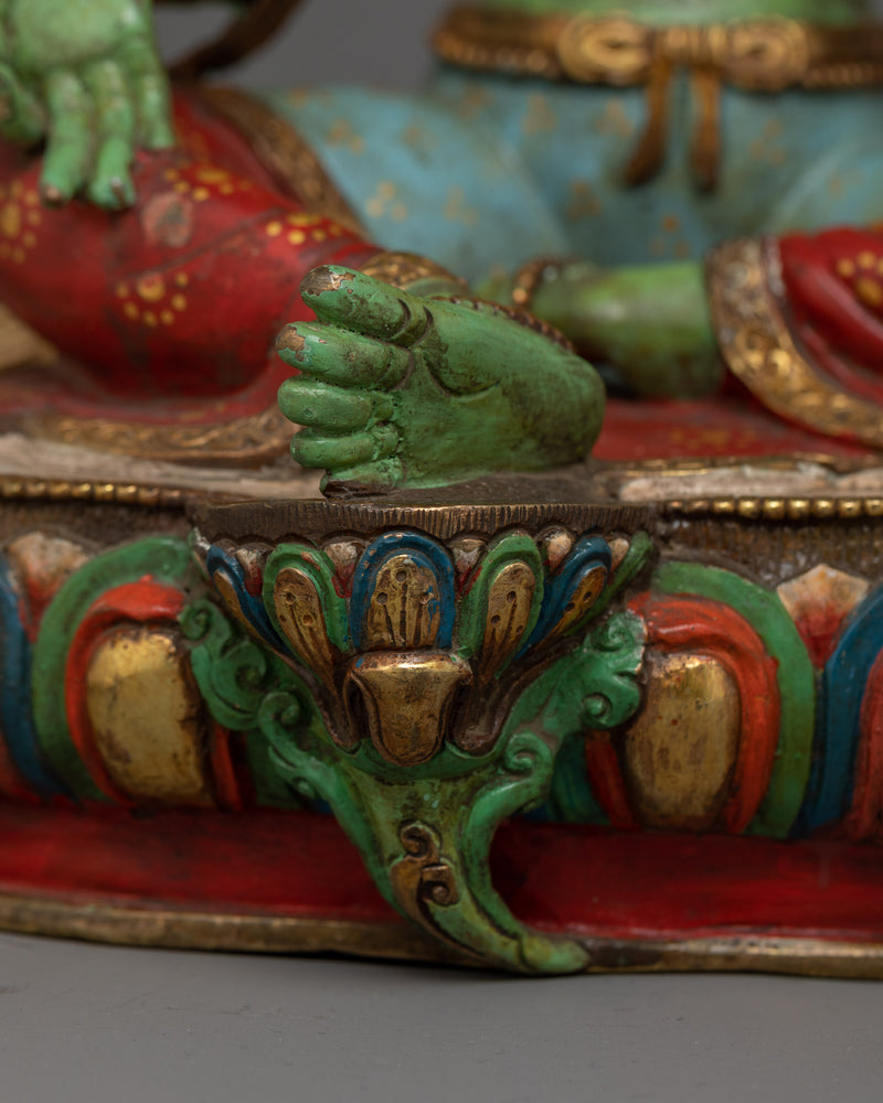 Green Tara Colored Handmade Statue | Essence of Compassionate Action