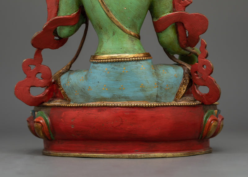 Green Tara Colored Handmade Statue | Essence of Compassionate Action