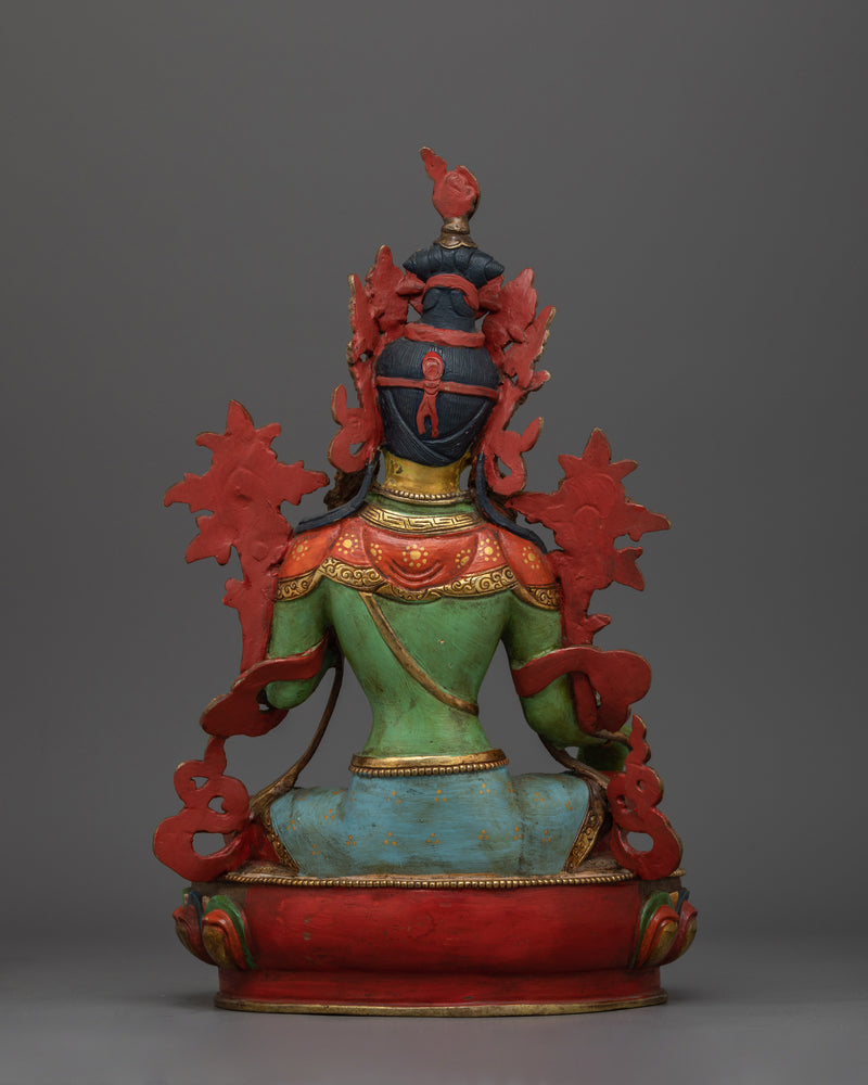 Green Tara Colored Handmade Statue | Essence of Compassionate Action