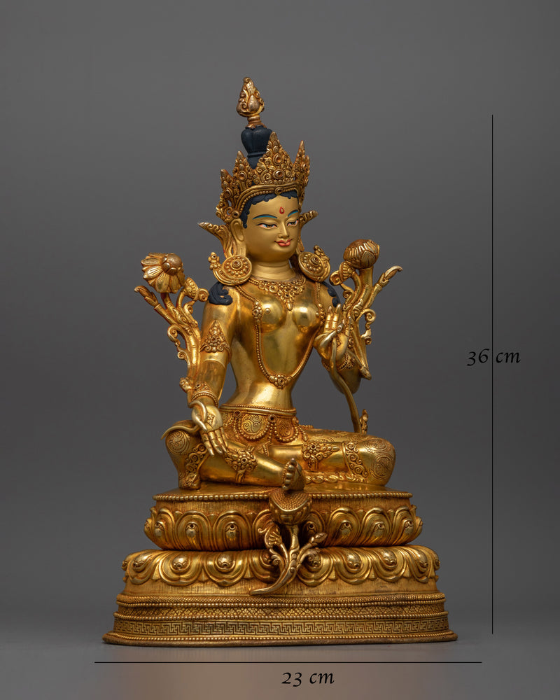 Green Tara Nepali Handmade Statue | Embodiment of Compassionate Action