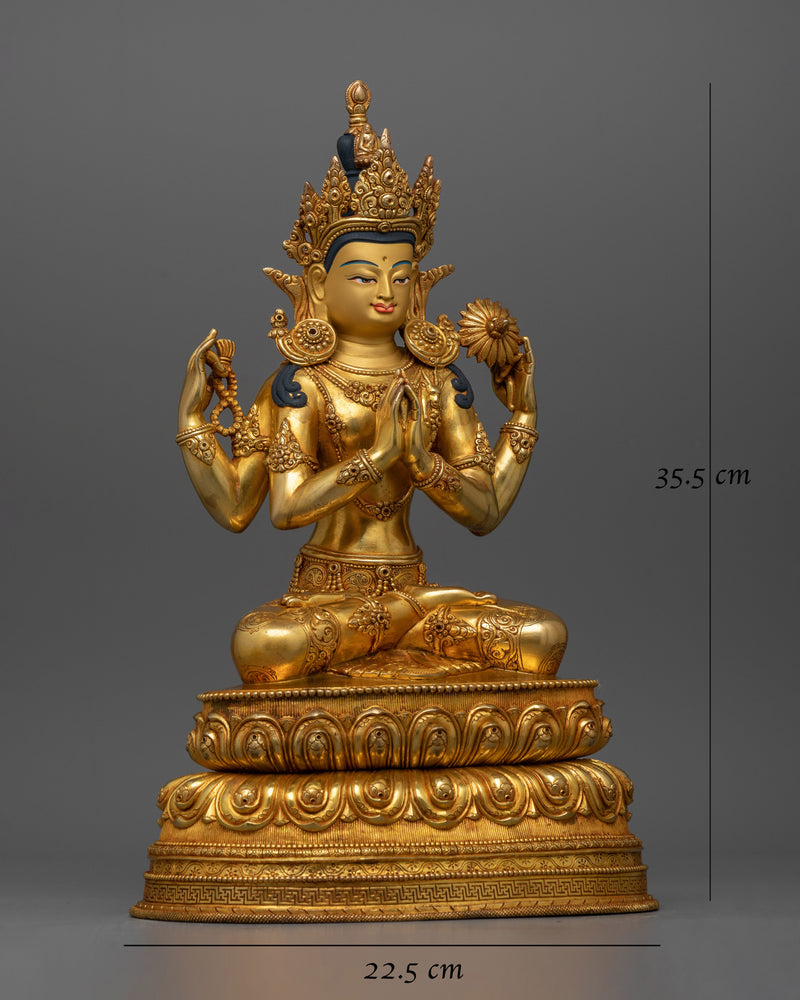 Chenrezig Nepali Handiwork Statue | Embodiment of Compassion