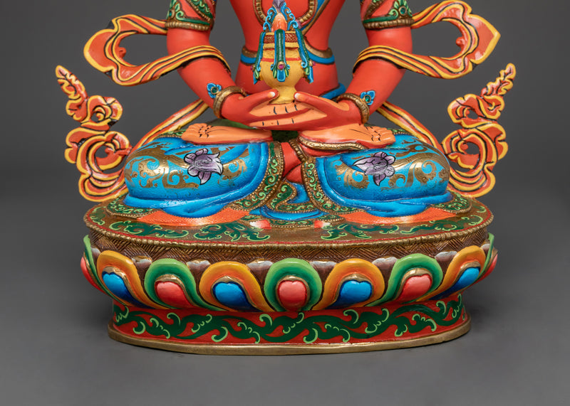 Amitayus Colored Handmade Statue | Symbol of Longevity and Wisdom