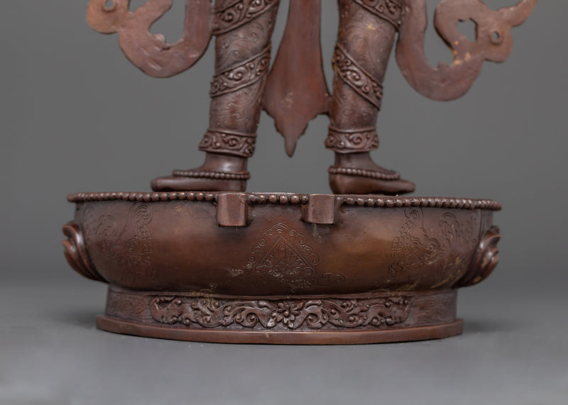 Standing Chenrezig Handmade Oxidized Statue | Embodiment of Compassionate Resolve