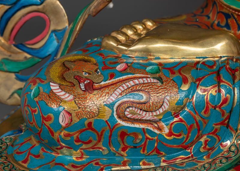 Chenrezig Colored Gold-Gilded Statue | Embodiment of Infinite Compassion