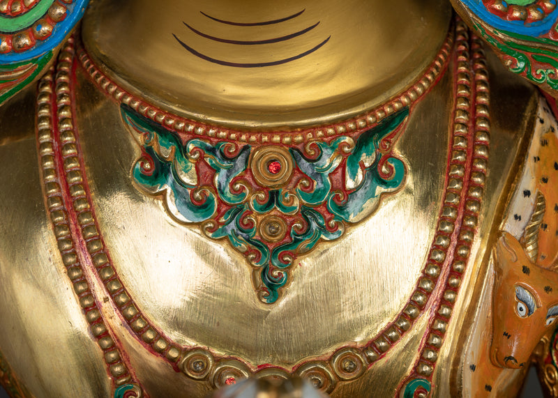 Chenrezig Colored Gold-Gilded Statue | Embodiment of Infinite Compassion