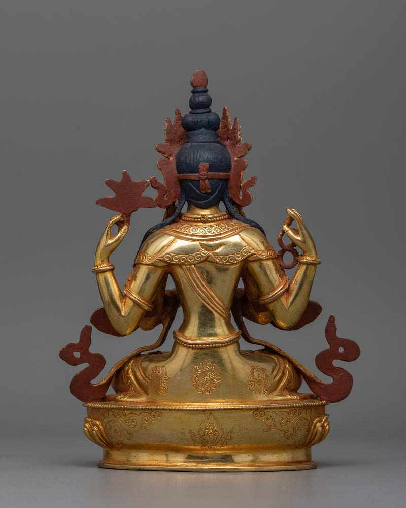 Chenrezig a Hand Carved Small Statue | Embodiment of Compassion