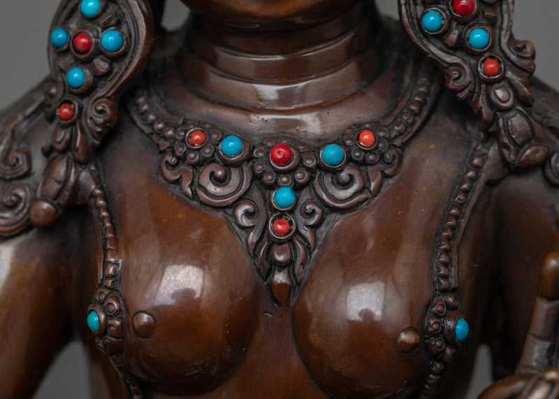 Green Tara Handcrafted Dark Oxidized Statue | Embodiment of Compassion