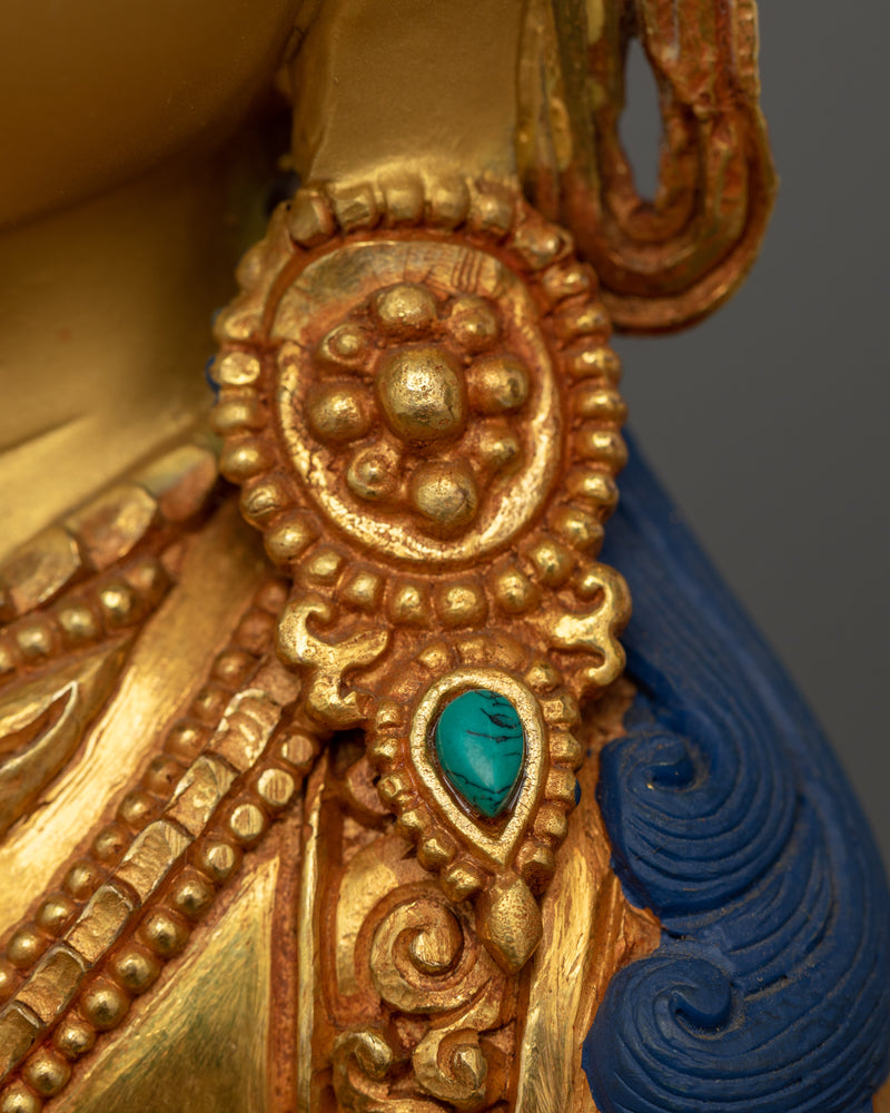 Manjushri Handmade Gold Gilded Statue | Deity of Wisdom