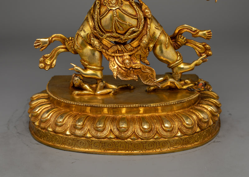 Handmade Hayagriva Gold Gilded Statue | Embodiment of Wrathful Compassion