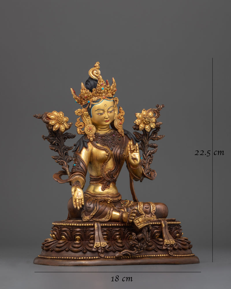 Green Tara Handmade Oxidized Statue | Embodiment of Compassion