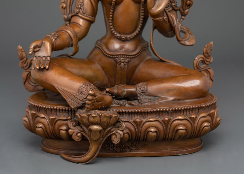 Green Tara Hand-Carved Oxidized Statue | Embodiment of Compassion