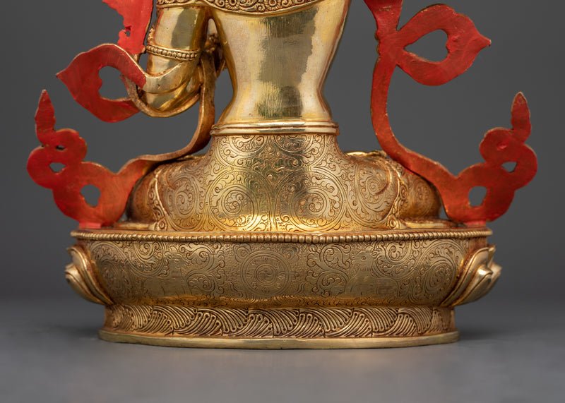 Manjushri Handmade Gold Gilded Statue | Embodiment of Wisdom