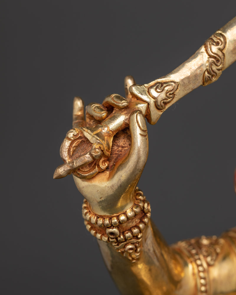 Manjushri Handmade Gold Gilded Statue | Embodiment of Wisdom