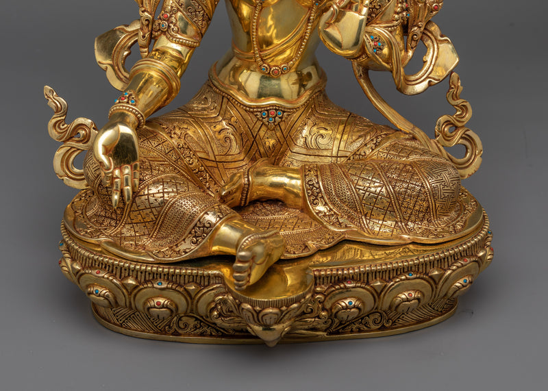 Beautifully Handmade Green Tara Statue | Essence of Compassion