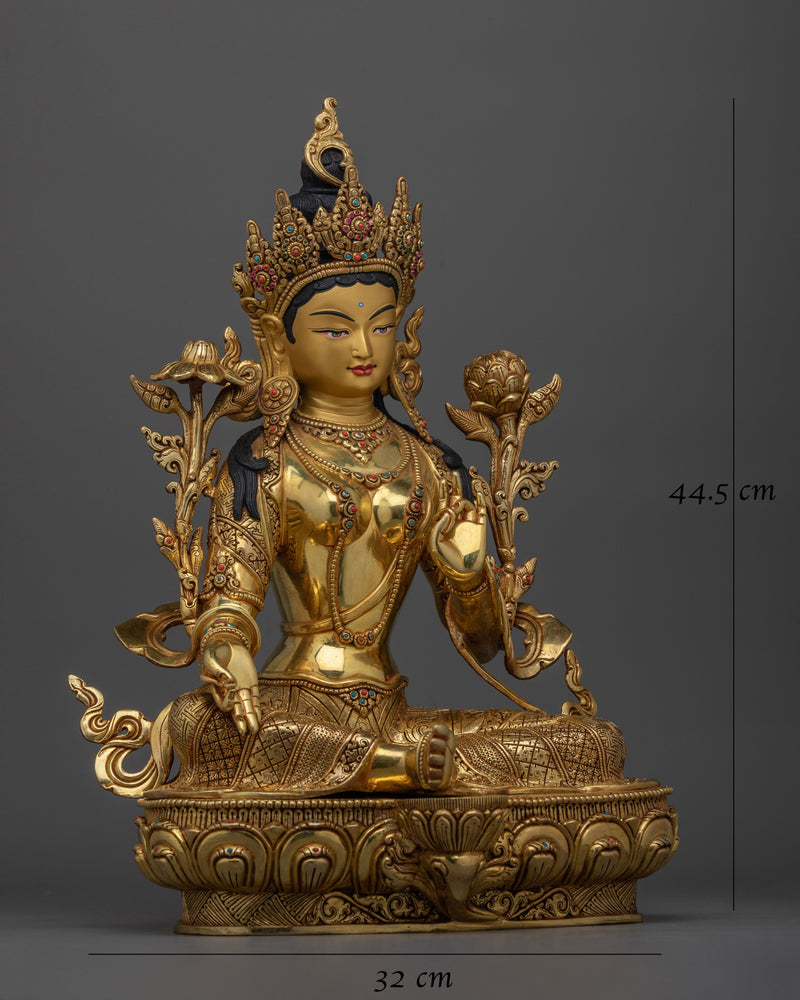 Beautifully Handmade Green Tara Statue | Essence of Compassion