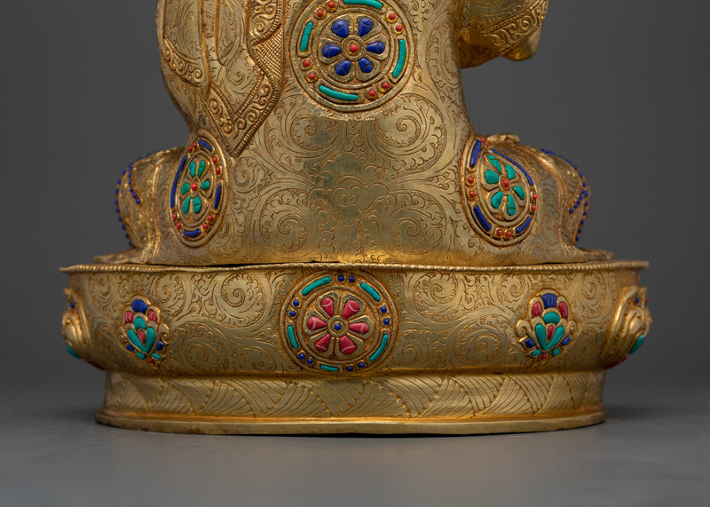 Gelug Guru Je Tsongkhapa Statue | Handcrafted Elegance in Copper and Gold