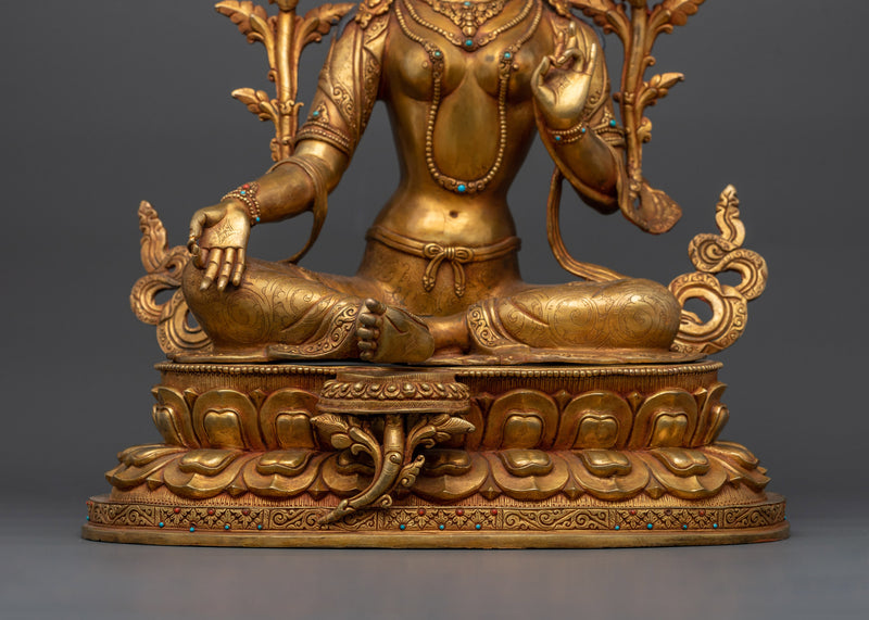 Green Tara a Handmade Nepalese Statue | Embodiment of Compassion and Action