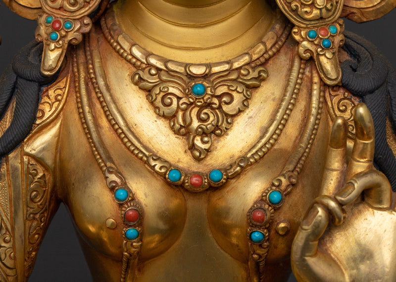 Green Tara a Nepalese Handmade Statue | Embodiment of Compassion and Action