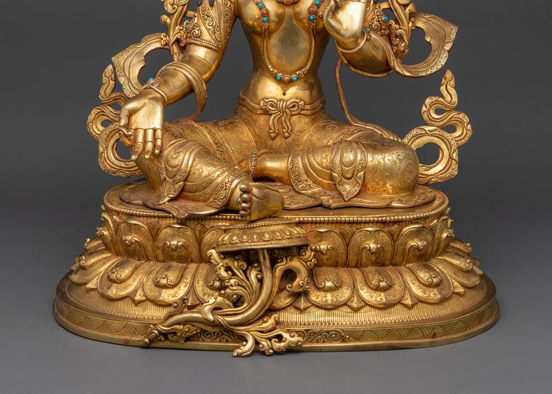 Green Tara a Nepalese Handmade Statue | Embodiment of Compassion and Action