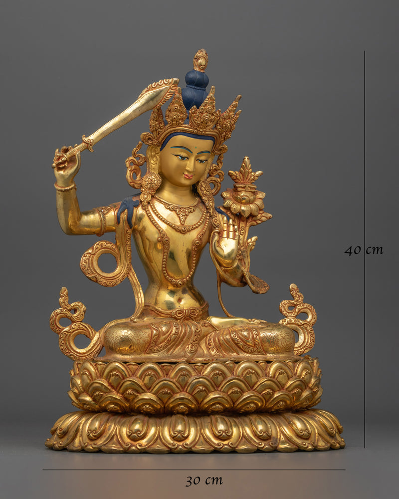 Handcrafted Manjushri Nepalese Statue | Embodiment of Wisdom and Enlightenment