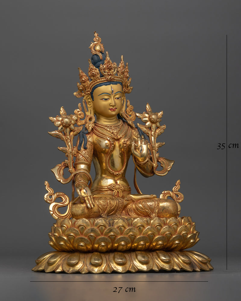 Nepalese Handmade White Tara Statue | Embodiment of Compassion and Healing