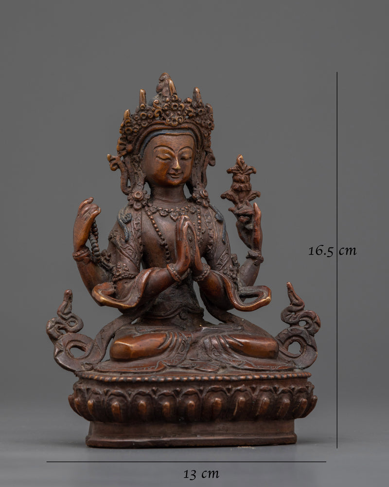 Chenrezig Small Handmade Statue | Embodiment of Compassion and Mercy