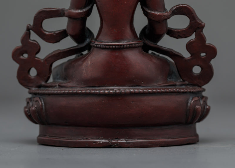 Amitayus A Small Handmade Oxidized Statue | Embodiment of Longevity and Wisdom