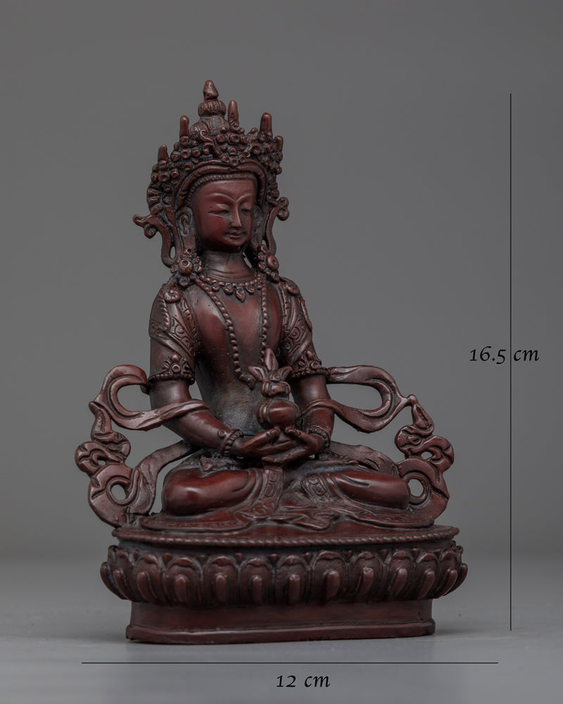 Amitayus A Small Handmade Oxidized Statue | Embodiment of Longevity and Wisdom