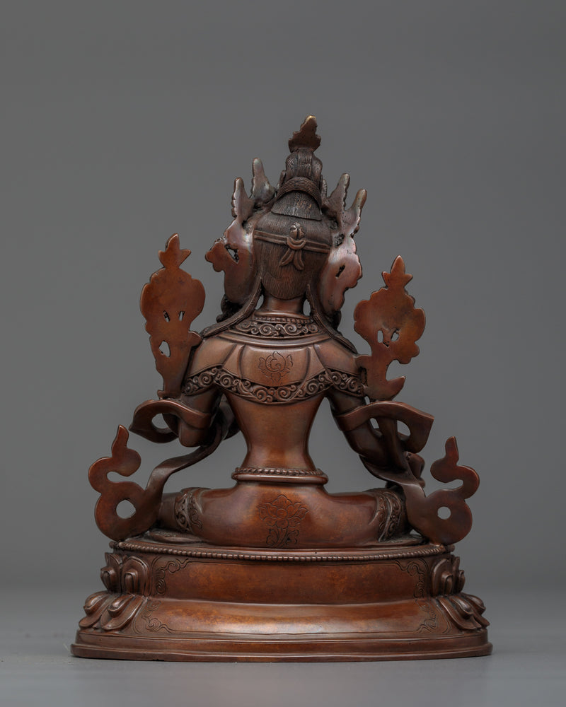 Green Tara Handmade Small Oxidized Statue | Embodiment of Compassion and Protection