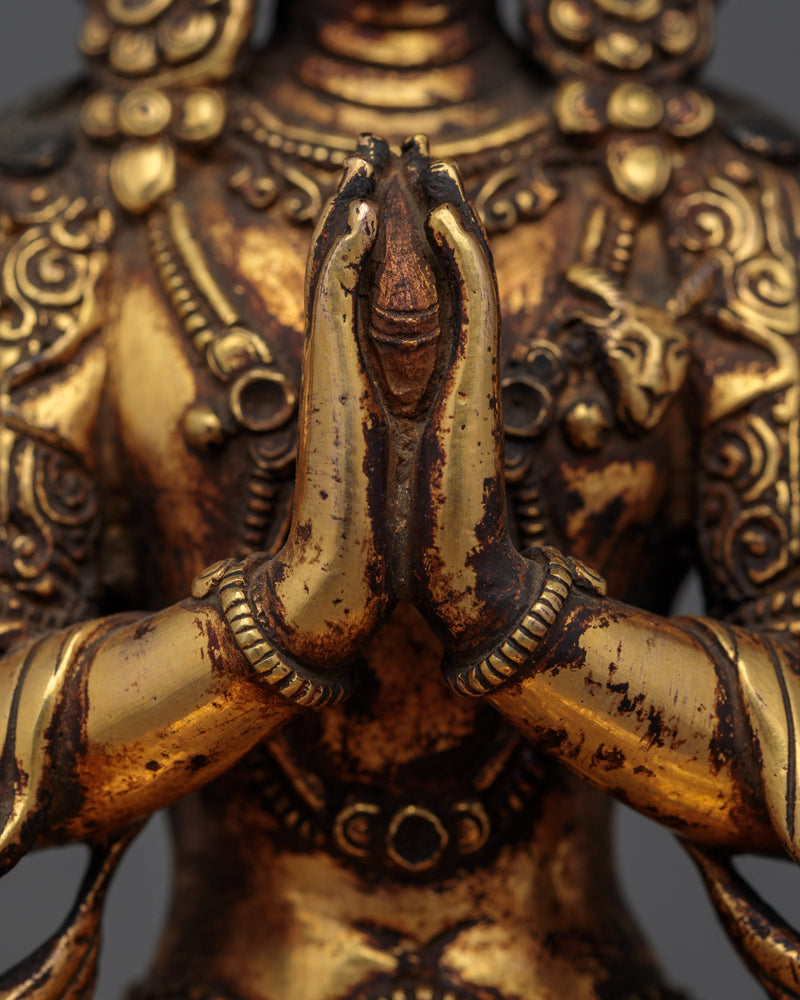 Chenrezig Antique Handmade Statue | Emblem of Compassion and Serenity