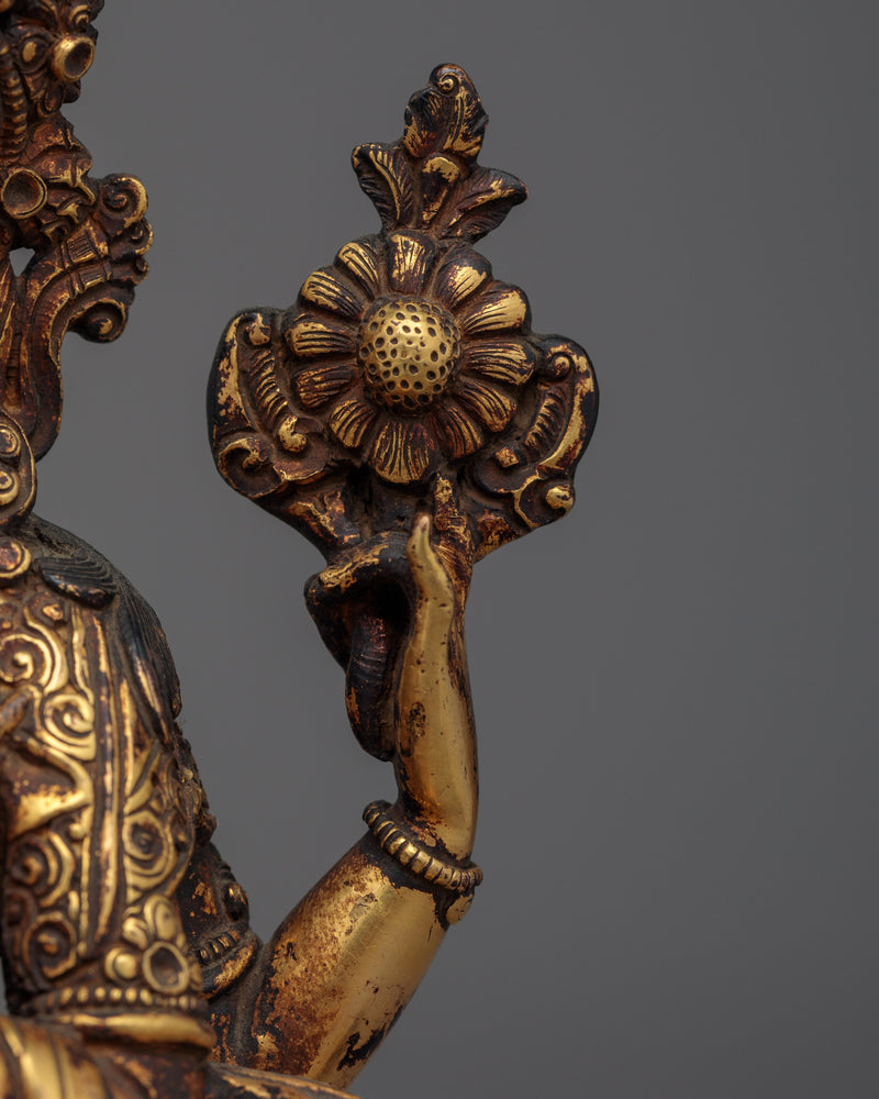 Chenrezig Antique Handmade Statue | Emblem of Compassion and Serenity