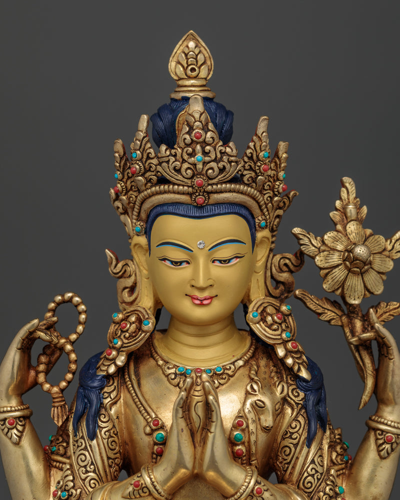 Chenrezig Beautiful Copper Statue | Compassionate Bodhisattva