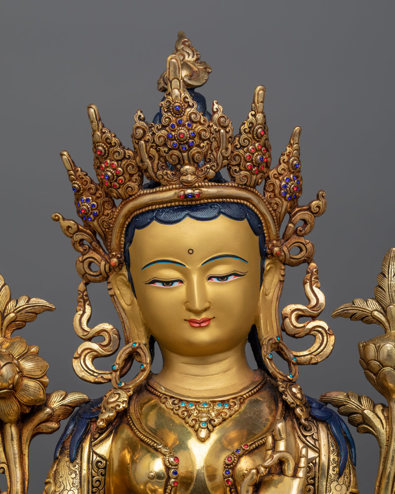 Green Tara Spiritual Buddhist Sculpture | A Handcrafted Icon of Compassion