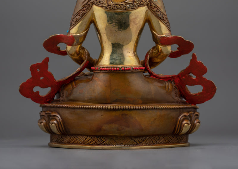 Amitayus Gold Gilded Sculpture - The Infinite Life Deity