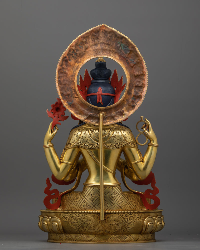 Four Armed Chenrezig Sculpture for Buddhist Shrine | Handmade in Nepal