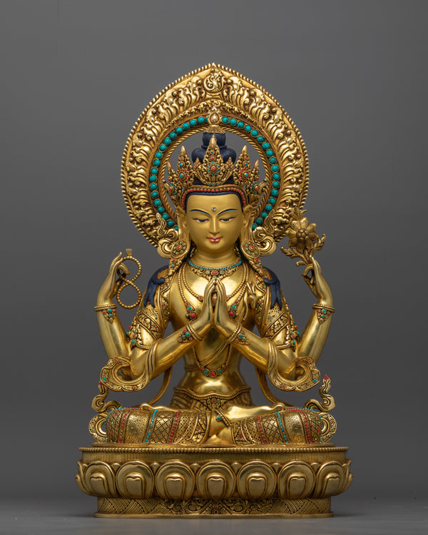 four-armed-chenrezig-sculpture-for-buddhist-shrine