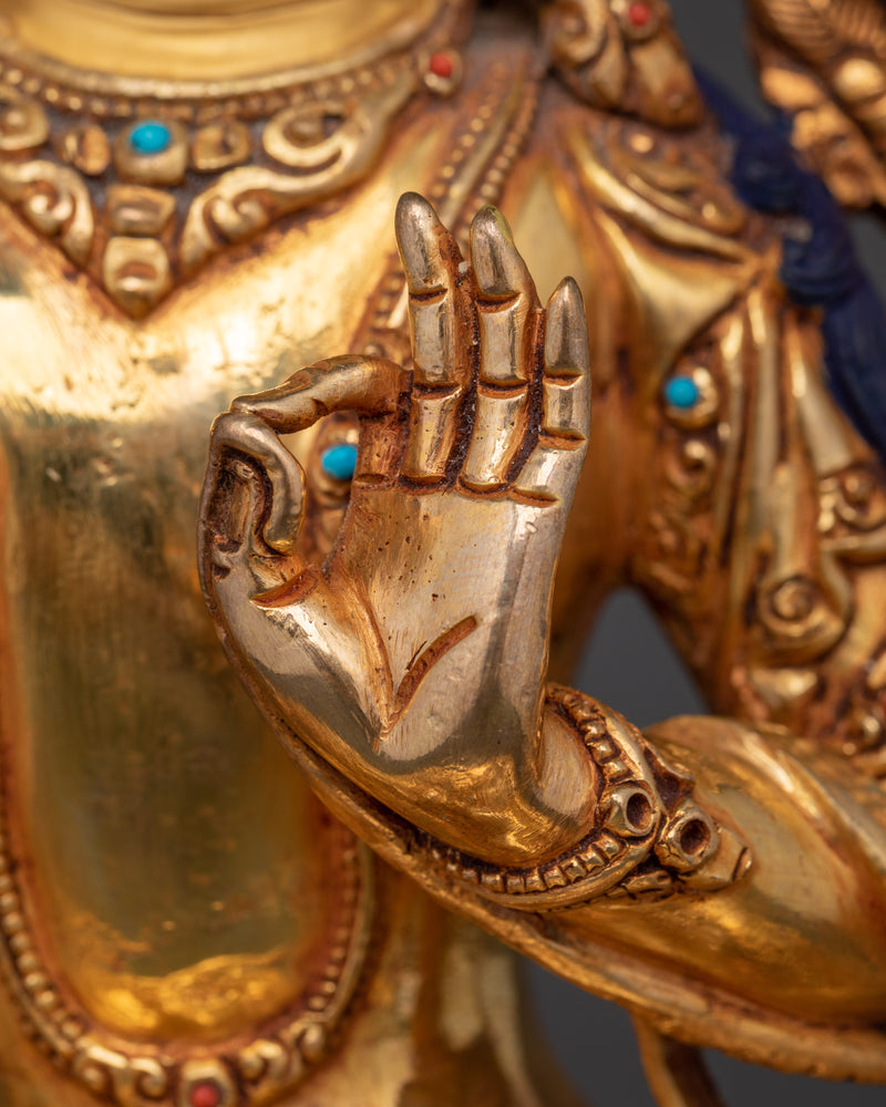 The Bodhisattva of Wisdom | Manjushri Gold Gilded Statue