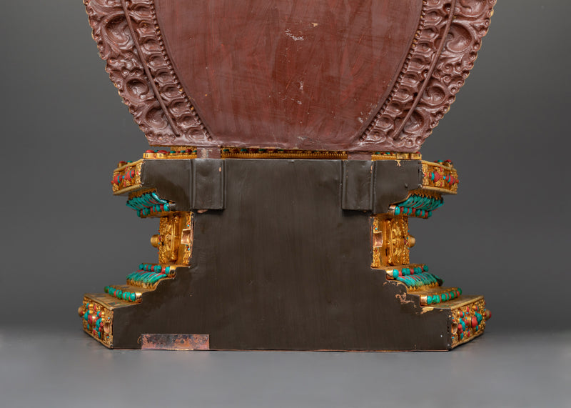 Shakyamuni Buddha Seated on Throne | Majestic Copper Sculpture for Your Sacred Space