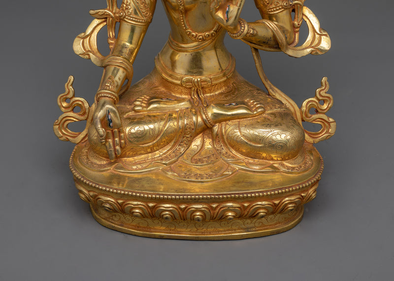 White Tara Copper Statue for Sacred Shrine | Embodiment of Compassion and Longevity