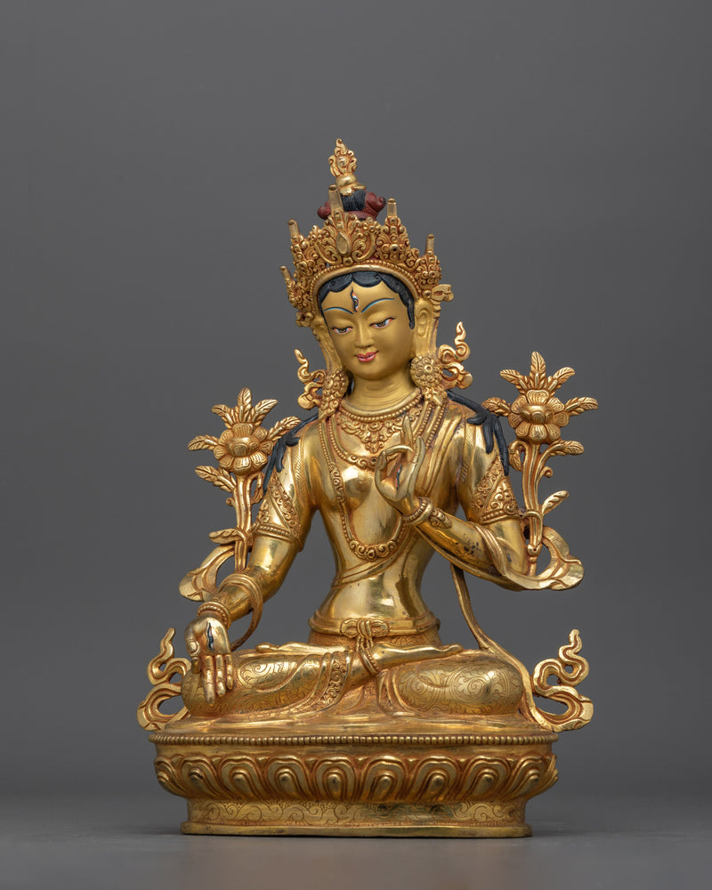 White Tara Copper Statue for Sacred Shrine | Embodiment of Compassion and Longevity