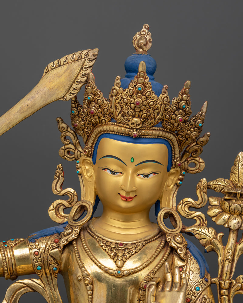 Majestic Manjushri Copper Statue | The Embodiment of Wisdom for Your Sacred Space