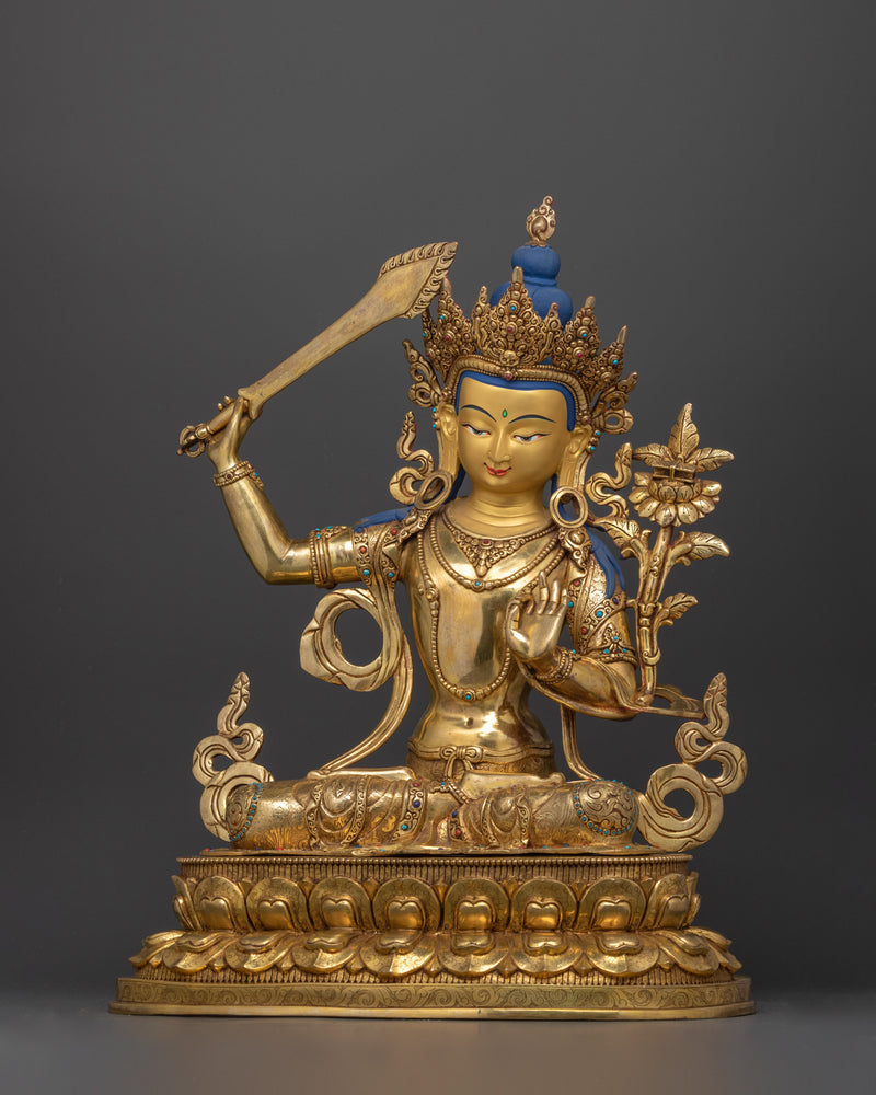 Majestic Manjushri Copper Statue | The Embodiment of Wisdom for Your Sacred Space