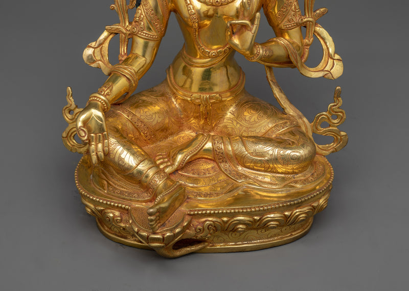 The Compassionate Protector Copper Statue | Green Tara Sculpture for Your Sacred Space