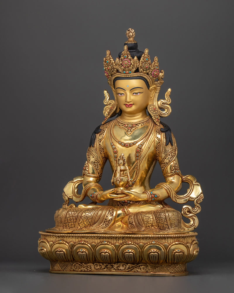 The Deity of Infinite Life and Wisdom | Amitayus Copper Statue