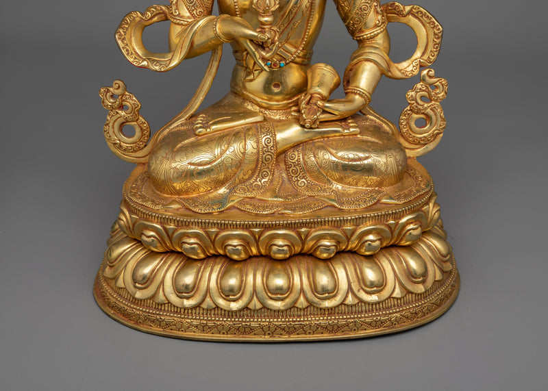 Sacred Vajrasattva Buddha Statue | 24K Gold Gilded Copper Sculpture